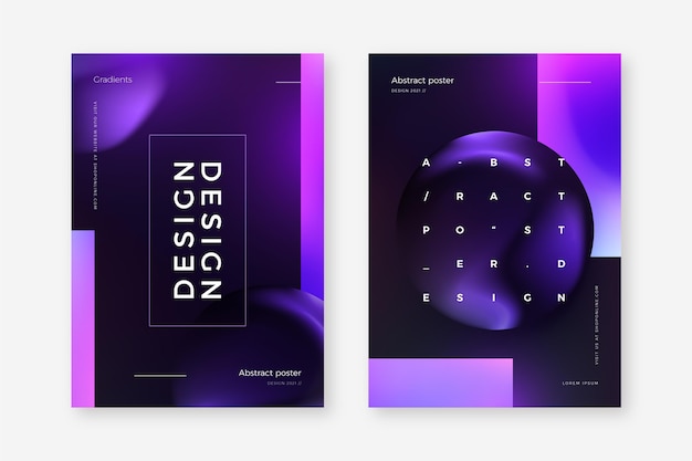 Colección de portadas de formas abstractas con degradado