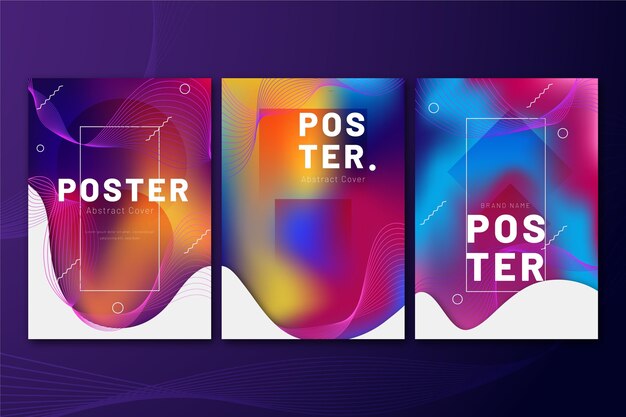 Colección de portadas de formas abstractas con degradado