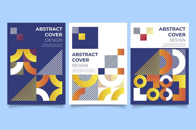 Colección de portadas de formas abstractas con degradado
