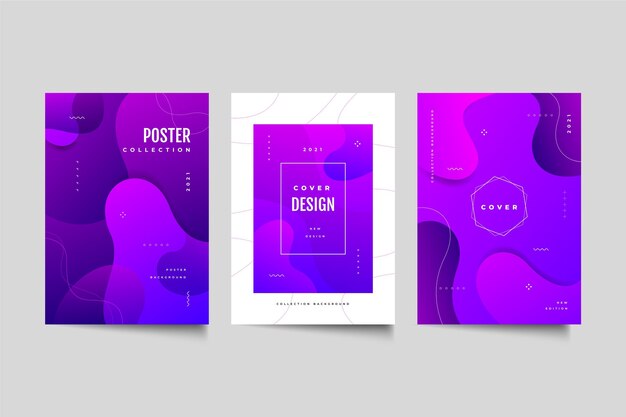 Colección de portadas de formas abstractas con degradado
