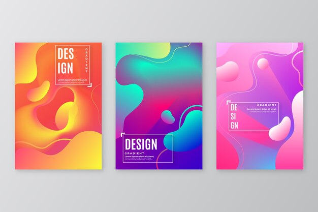 Colección de portadas de formas abstractas con degradado