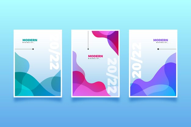 Colección de portadas de formas abstractas con degradado