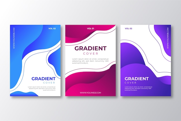 Colección de portadas de formas abstractas con degradado