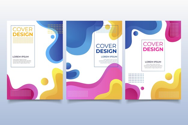 Colección de portadas de formas abstractas con degradado