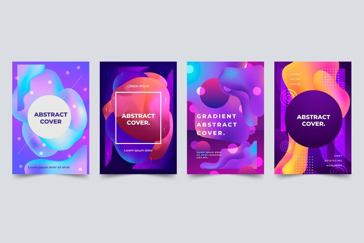 Vector gratuito colección de portadas de formas abstractas con degradado