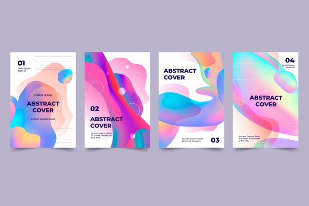 Colección de portadas de formas abstractas con degradado