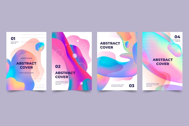 Colección de portadas de formas abstractas con degradado