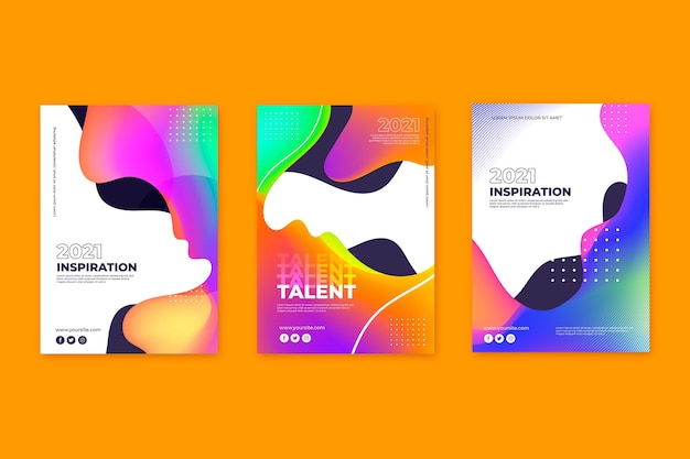 Colección de portadas de formas abstractas con degradado