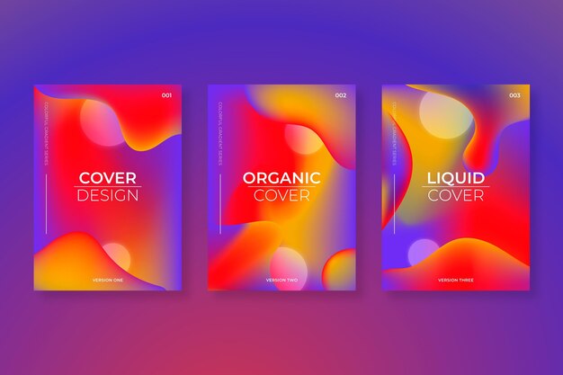 Colección de portadas de formas abstractas con degradado