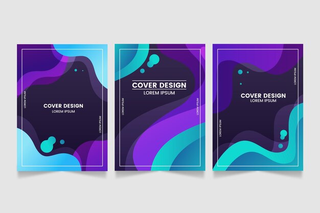 Colección de portadas de formas abstractas con degradado