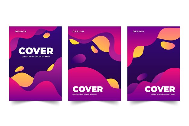 Colección de portadas de formas abstractas con degradado