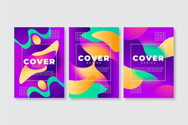 Colección de portadas de formas abstractas con degradado