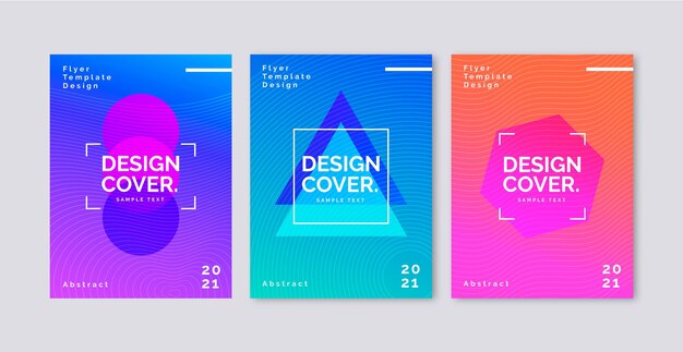 Colección de portadas de formas abstractas con degradado