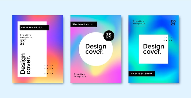 Colección de portadas de formas abstractas con degradado