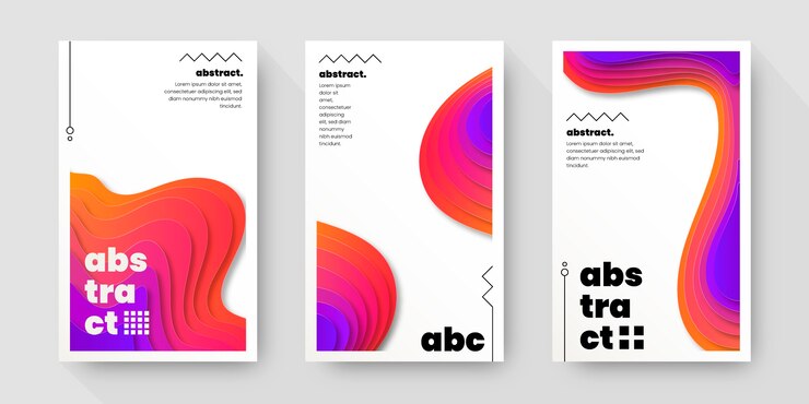 Vector gratuito colección de portadas de formas abstractas con degradado