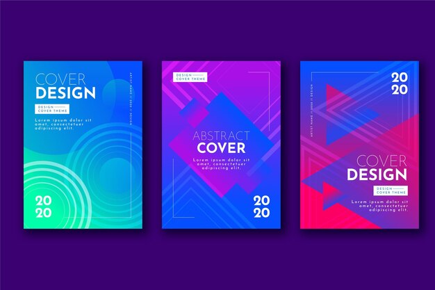 Colección de portadas de formas abstractas con degradado