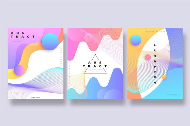 Colección de portadas de formas abstractas con degradado