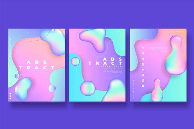 Colección de portadas de formas abstractas con degradado