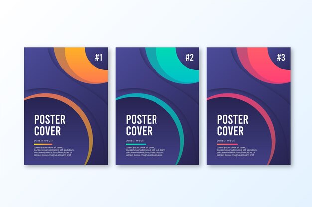 Colección de portadas de formas abstractas con degradado