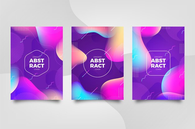 Colección de portadas de formas abstractas con degradado