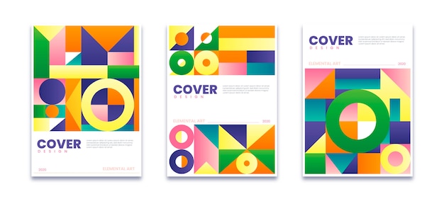 Colección de portadas de formas abstractas con degradado