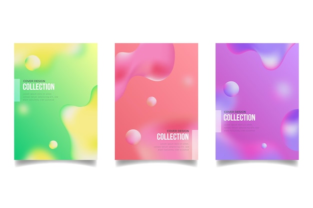 Colección de portadas de formas abstractas con degradado