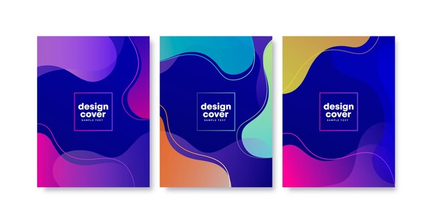 Colección de portadas de formas abstractas con degradado