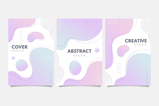 Colección de portadas de formas abstractas con degradado