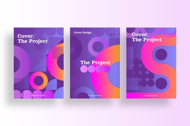 Colección de portadas de formas abstractas con degradado