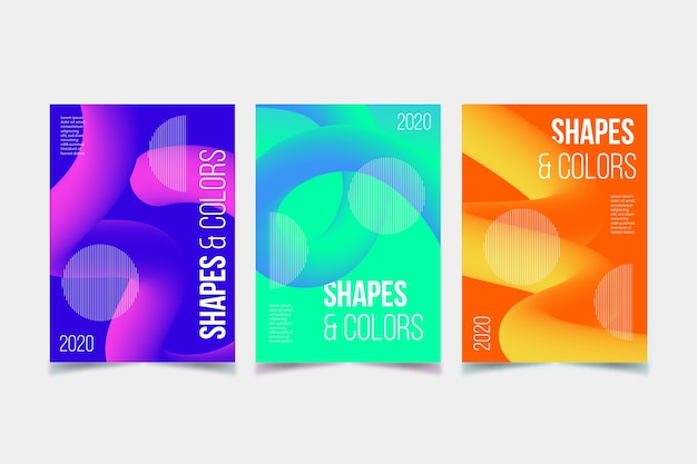 Colección de portadas de formas abstractas degradado