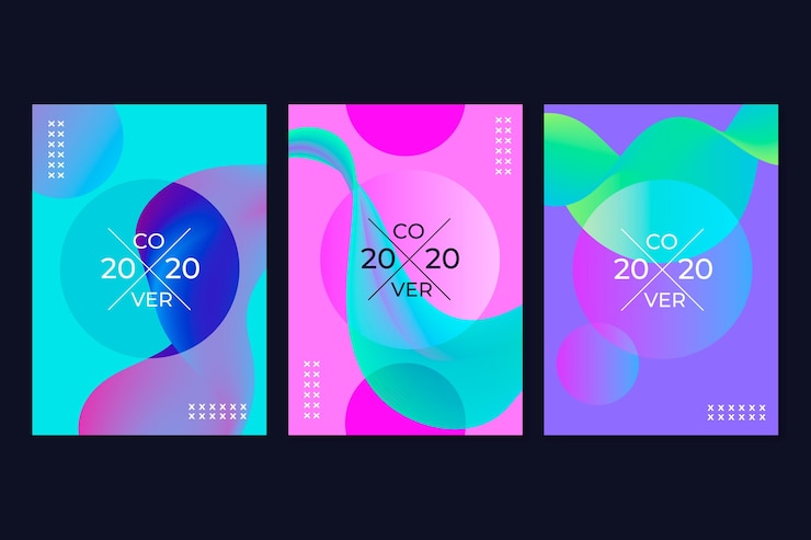 Vector gratuito colección de portadas de formas abstractas degradado
