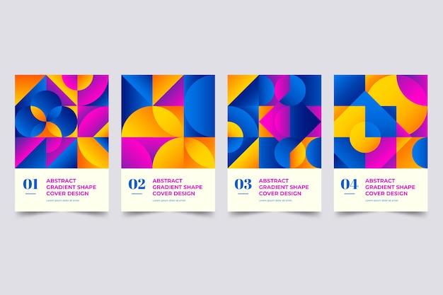 Colección de portadas de formas abstractas degradado