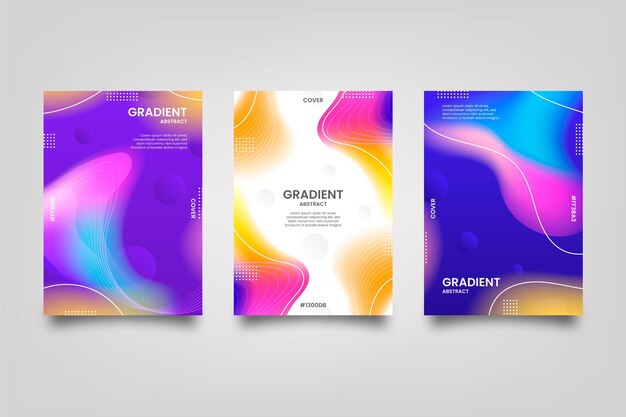 Colección de portadas de formas abstractas con degradado