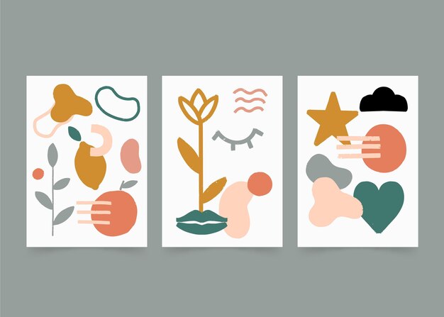 Colección de portadas de formas abstractas dibujadas a mano