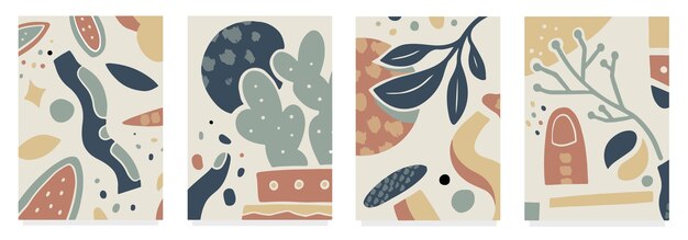 Colección de portadas de formas abstractas dibujadas a mano
