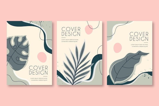 Colección de portadas de formas abstractas dibujadas a mano