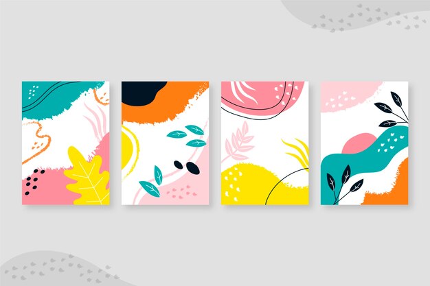 Colección de portadas de formas abstractas dibujadas a mano