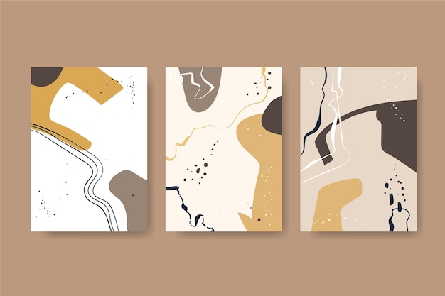 Colección de portadas de formas abstractas dibujadas a mano