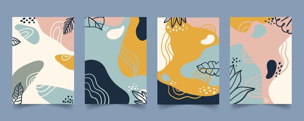 Colección de portadas de formas abstractas dibujadas a mano