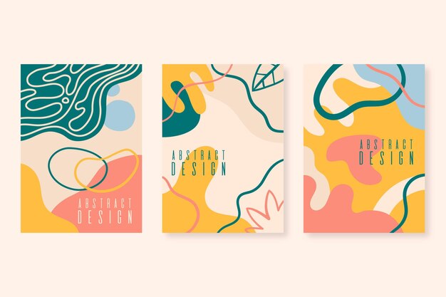 Colección de portadas de formas abstractas dibujadas a mano