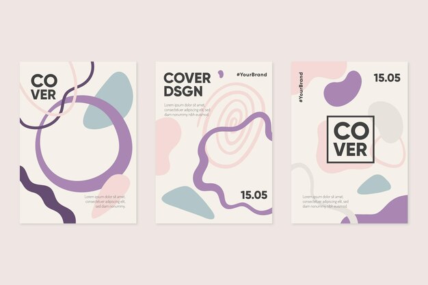 Colección de portadas de formas abstractas dibujadas a mano