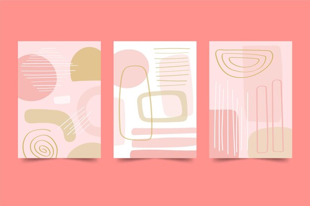 Colección de portadas de formas abstractas dibujadas a mano