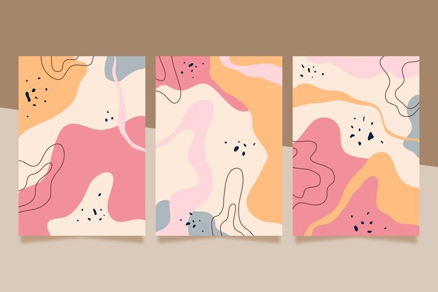 Colección de portadas de formas abstractas dibujadas a mano