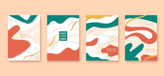 Colección de portadas de formas abstractas dibujadas a mano