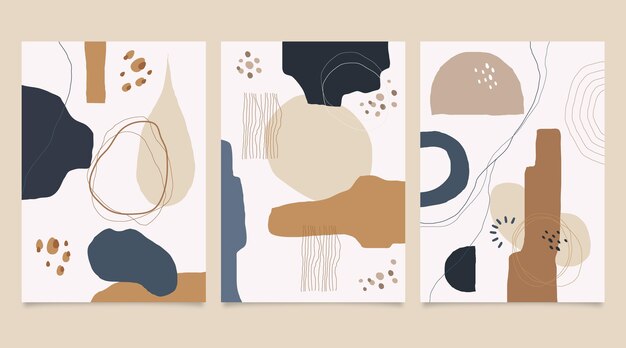 Colección de portadas de formas abstractas dibujadas a mano