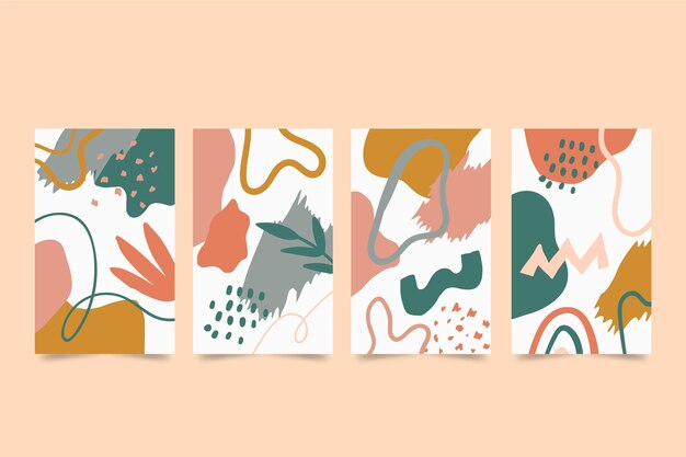 Colección de portadas de formas abstractas dibujadas a mano