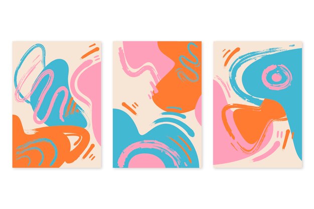 Colección de portadas de formas abstractas dibujadas a mano
