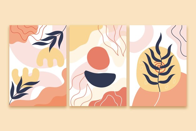 Colección de portadas de formas abstractas dibujadas a mano
