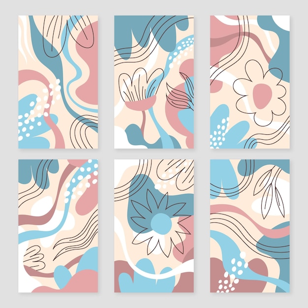 Colección de portadas de formas abstractas dibujadas a mano