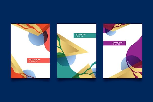 Colección de portadas de formas abstractas dibujadas a mano